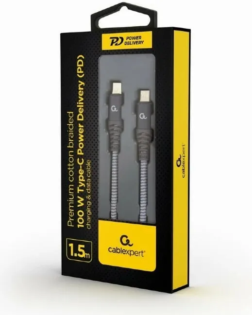 Kabllo Gembird USB-C - USB-C, 1.5 m, e hirtë - 1