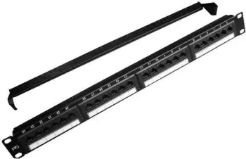 Panel për server Gembird (NPP-C624CM-001), 19'', 1U, 24x RJ-45, cat.6, i zi