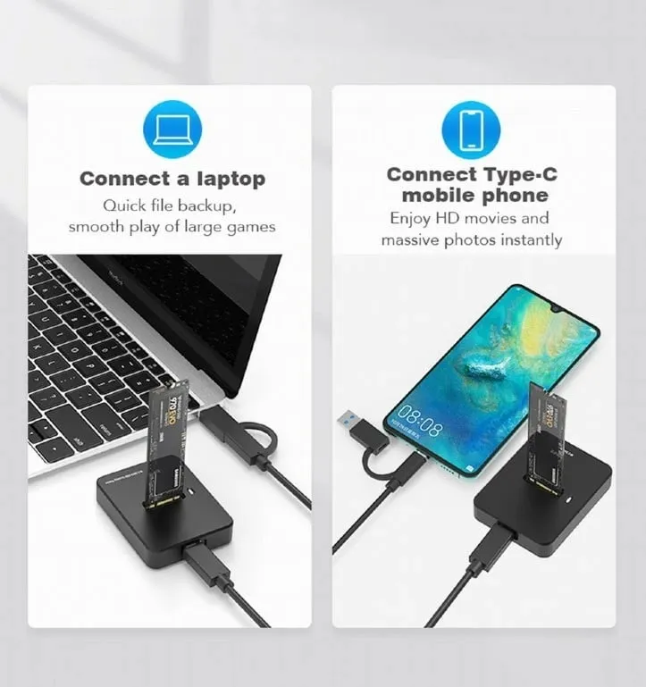 Docking station për SSD M.2 Gembird DD-U3M2, USB-C, SATA NVMe, i zi - 5