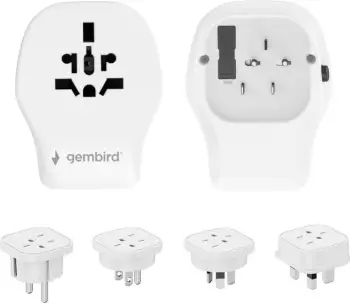 Përshtatës universal udhëtimi Gembird 20W, 3 porta USB, prizë BE SHBA MB AU, i zi