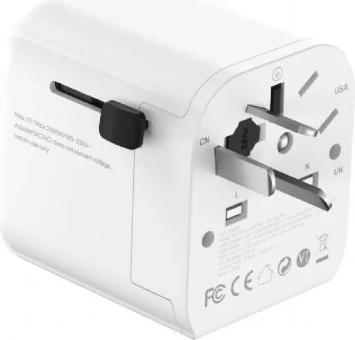 Përshtatës udhëtimi Gembird Grounded Universal, 20W, USB C PD, USB A QC, i bardhë - 3