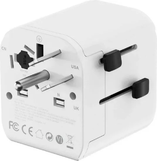 Përshtatës udhëtimi Gembird Grounded Universal, 20W, USB C PD, USB A QC, i bardhë - 4