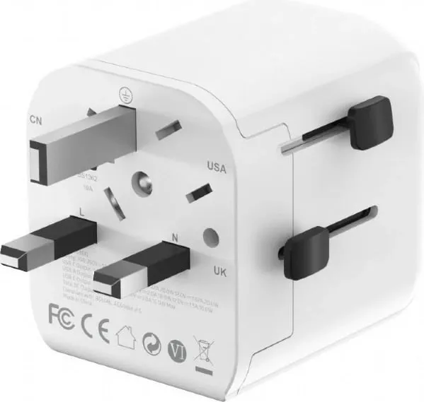 Përshtatës udhëtimi Gembird Grounded Universal, 20W, USB C PD, USB A QC, i bardhë - 5