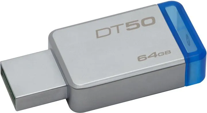 USB Kingston DataTraveler 50, 64 GB, i kaltër - 1