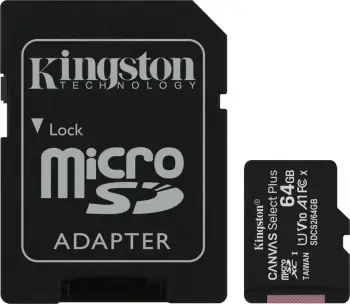 MicroSD Kingston Canvas Select Plus (SDCS2/64GB-3P1A), 64 GB + 64 GB+ 64 GB, Class 10 UHS-I/U1 A1 V10