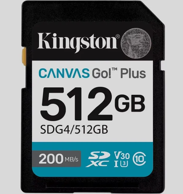 Kartë Memorie SD CARD KINGSTON 512GB XC Canvas Go Plus Gen4 200MB/s C10 UHS-I U3 V30 - 1