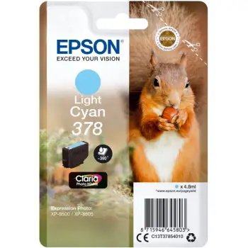 Bojë Epson Squirrel Singlepack Light Cyan 378 Claria Photo HD, Kapacitet standard, 4.8 ml