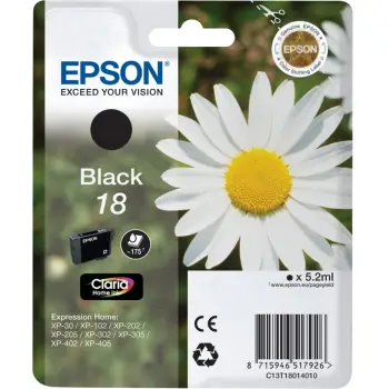 Kartrixh Epson Daisy Singlepack Black 18, Ngjyrë e zezë foto, Ngjyrë bazë boje