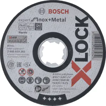 Disk prerës Bosch X-LOCK INOX, 115x1 mm