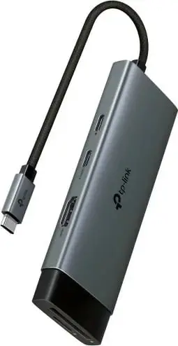 USB hub TP-Link UH7020C, 7 porte, HDMI, USB 3.2, Type-C, lexues kartelash, argjend