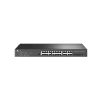 Switch TP-LINK TL-SG3428X-UPS 24x Gigabit + 4x 10G SFP+ i menaxhueshëm, i zi