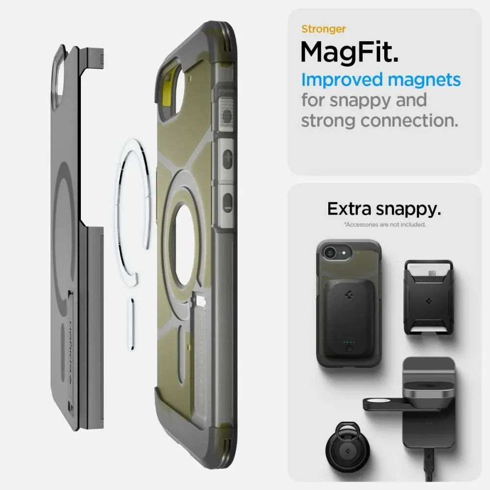 Mbështjellës Spigen Tough Armor MagSafe për iPhone 16e, Gri/Transparent - 14