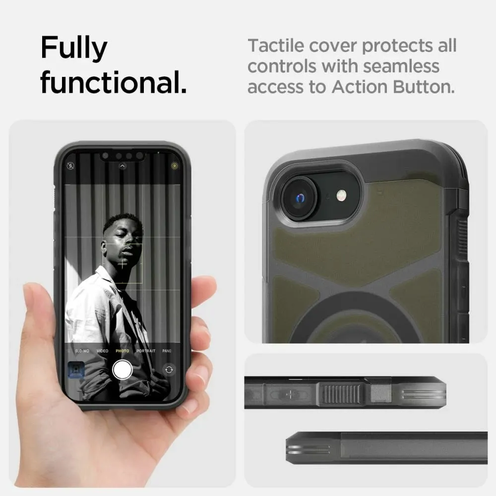 Mbështjellës Spigen Tough Armor MagSafe për iPhone 16e, Gri/Transparent - 15