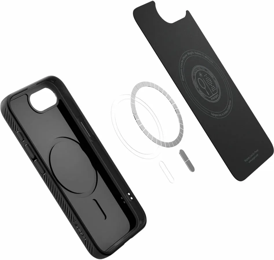 Mbështjellës Spigen Liquid Air Mag MagSafe për iPhone 16e, i zi, gjysmë-transparent - 6