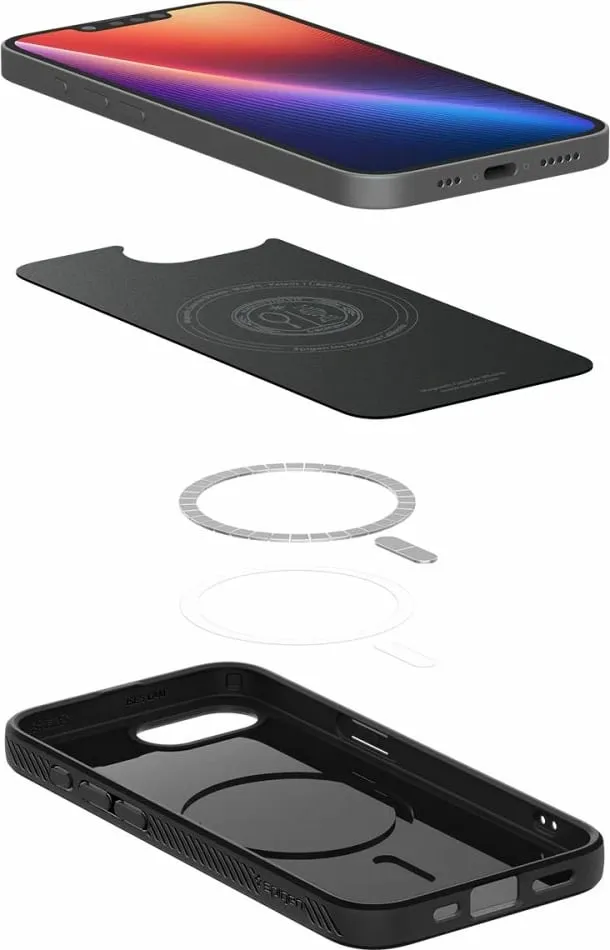 Mbështjellës Spigen Liquid Air Mag MagSafe për iPhone 16e, i zi, gjysmë-transparent - 8