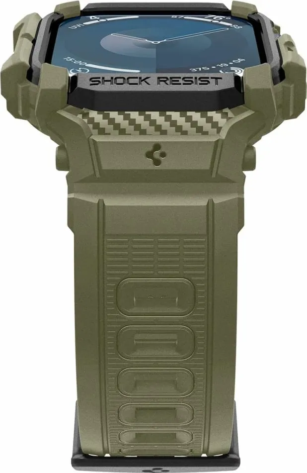 Futera dore Spigen Rugged Armor Pro për Apple Watch 10 46mm, silikoni, Vintage Khaki - 5