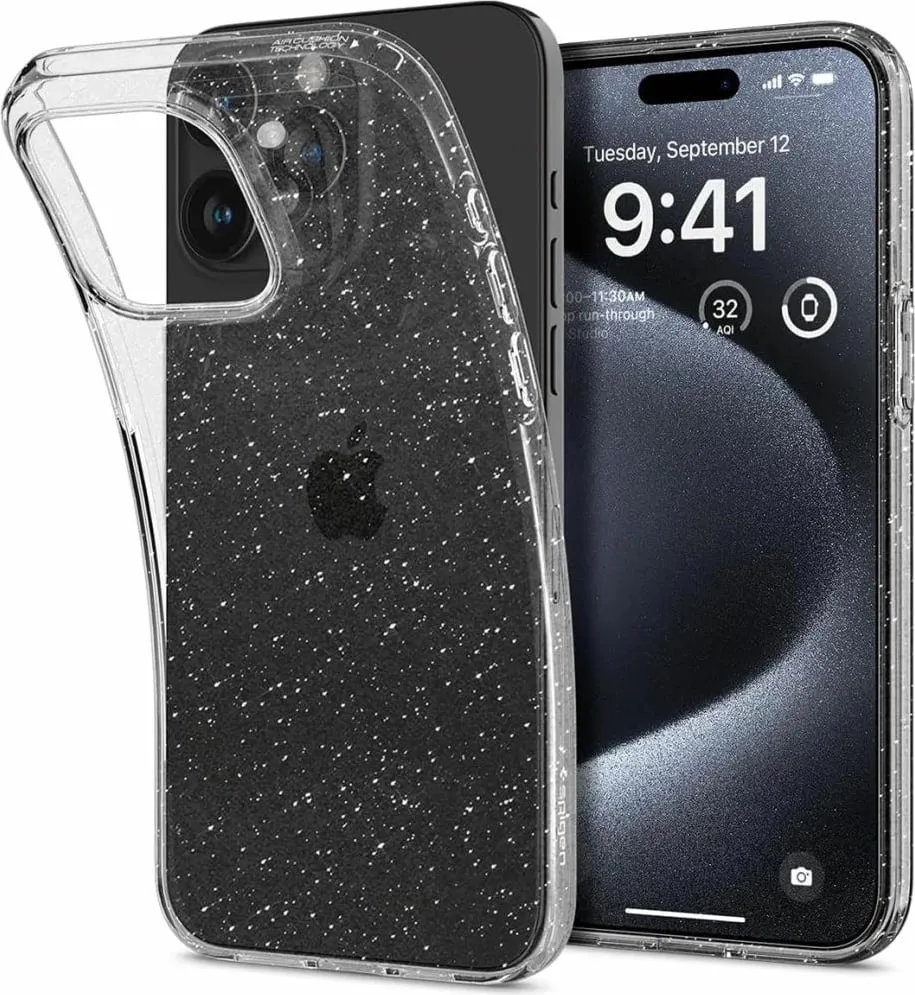 Mbështjellës për iPhone 15 Pro Max Spigen Liquid Crystal Glitter, transparent - 1