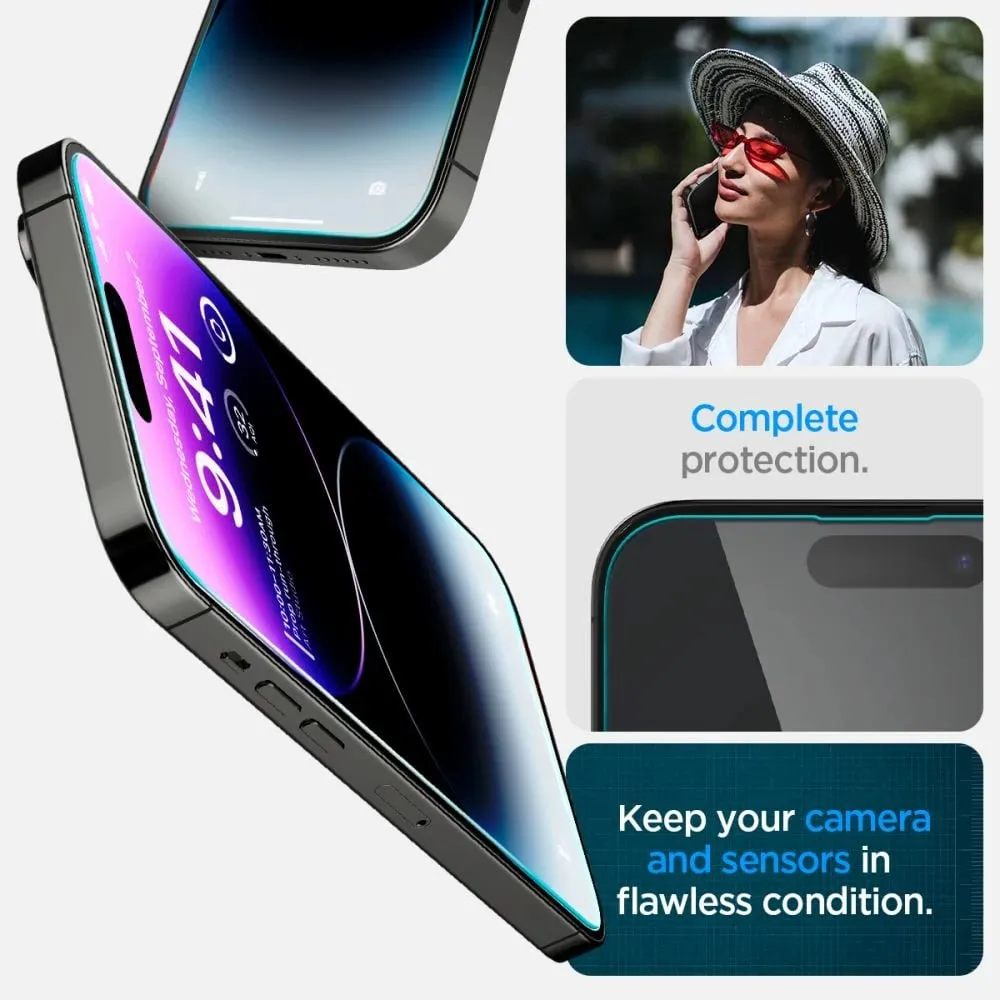 Xham mbrojtës Spigen për Apple iPhone 14 Pro, tempered glass, set 2 copë, transparent - 12