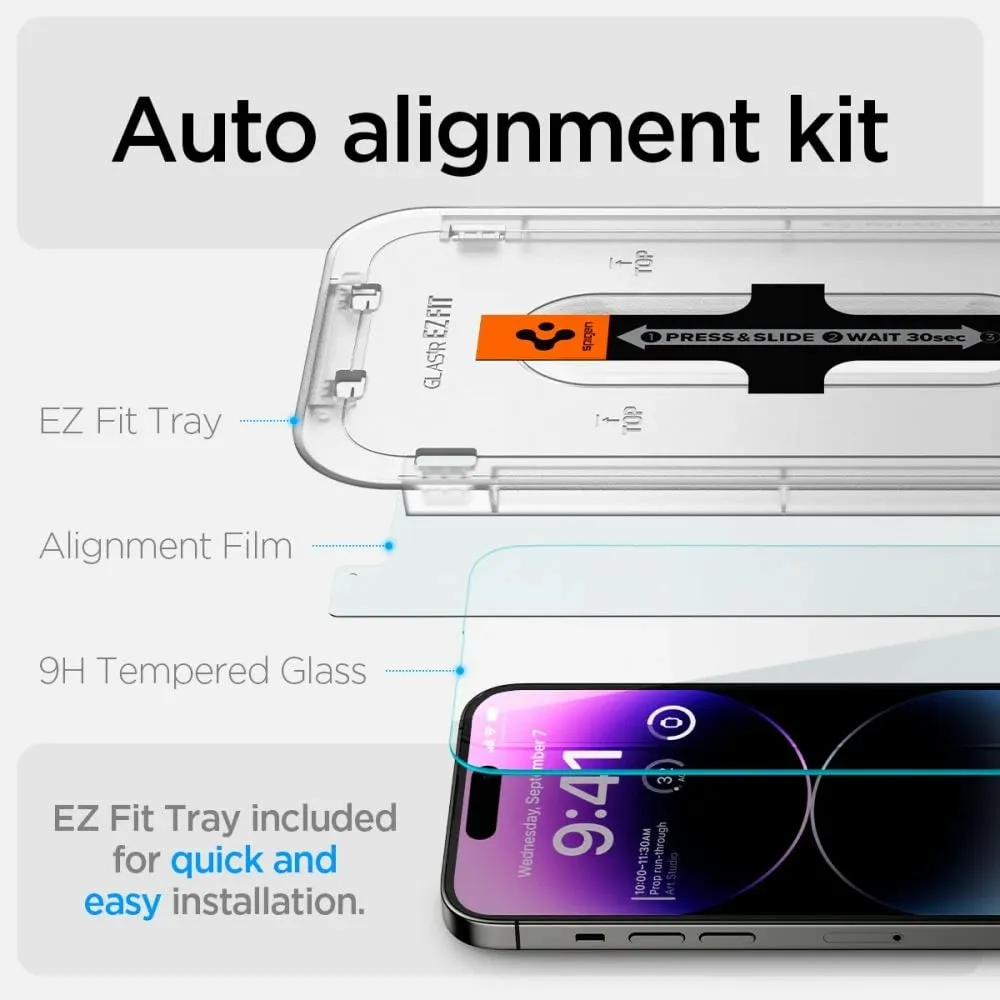 Xham mbrojtës Spigen për Apple iPhone 14 Pro, tempered glass, set 2 copë, transparent - 10