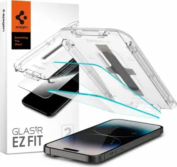 Xham mbrojtës Spigen për Apple iPhone 14 Pro, tempered glass, set 2 copë, transparent
