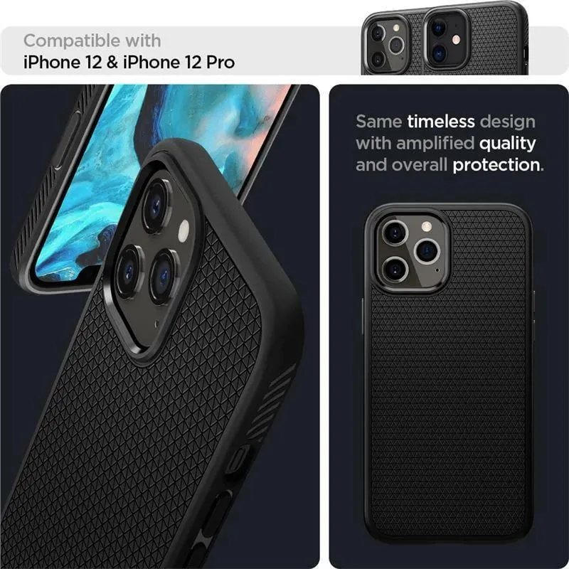 Mbështjellëse për iPhone 12/Pro Spigen Liquid Air, e zezë - 8
