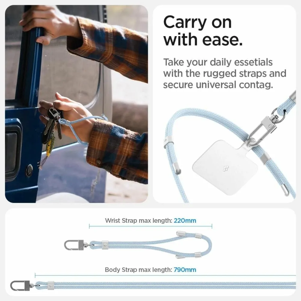 Set litarësh universal Spigen, Crossbody & Wrist Strap, ConTag Pad, kaltër - 11