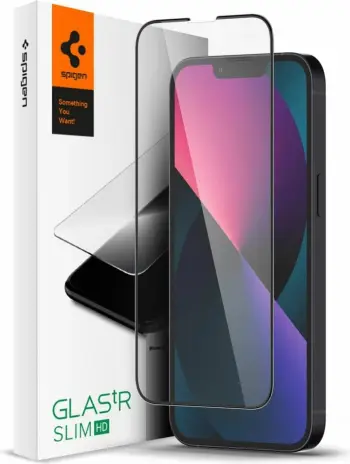 Xham mbrojtës Spigen Glass FC për iPhone 13 mini, i zi