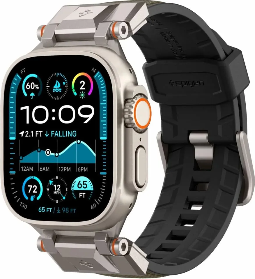 Rrip dore Spigen DuraPro Armor për Apple Watch 49mm 46mm 45mm 44mm, metal najlon TPU, jeshile ushtarake - 1