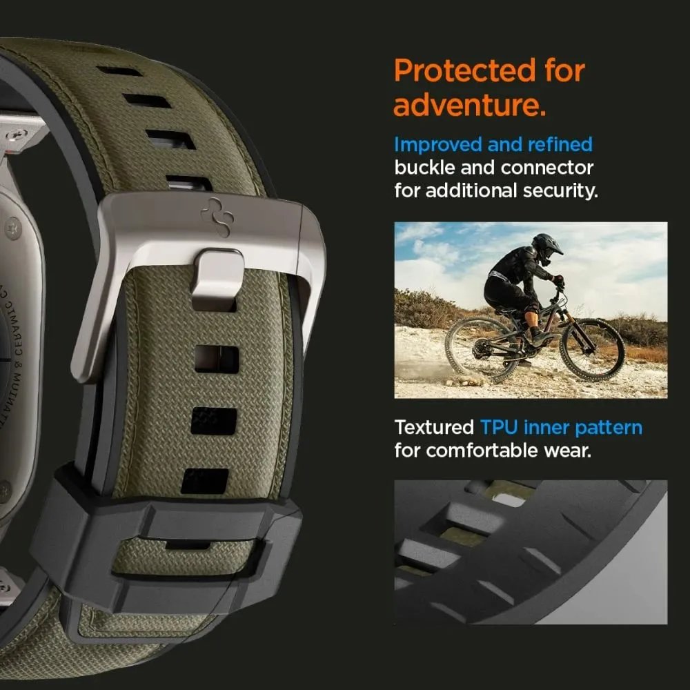 Rrip dore Spigen DuraPro Armor për Apple Watch 49mm 46mm 45mm 44mm, metal najlon TPU, jeshile ushtarake - 11