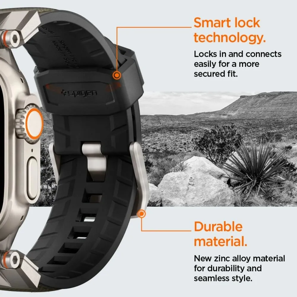 Rrip dore Spigen DuraPro Armor për Apple Watch 49mm 46mm 45mm 44mm, metal najlon TPU, jeshile ushtarake - 12