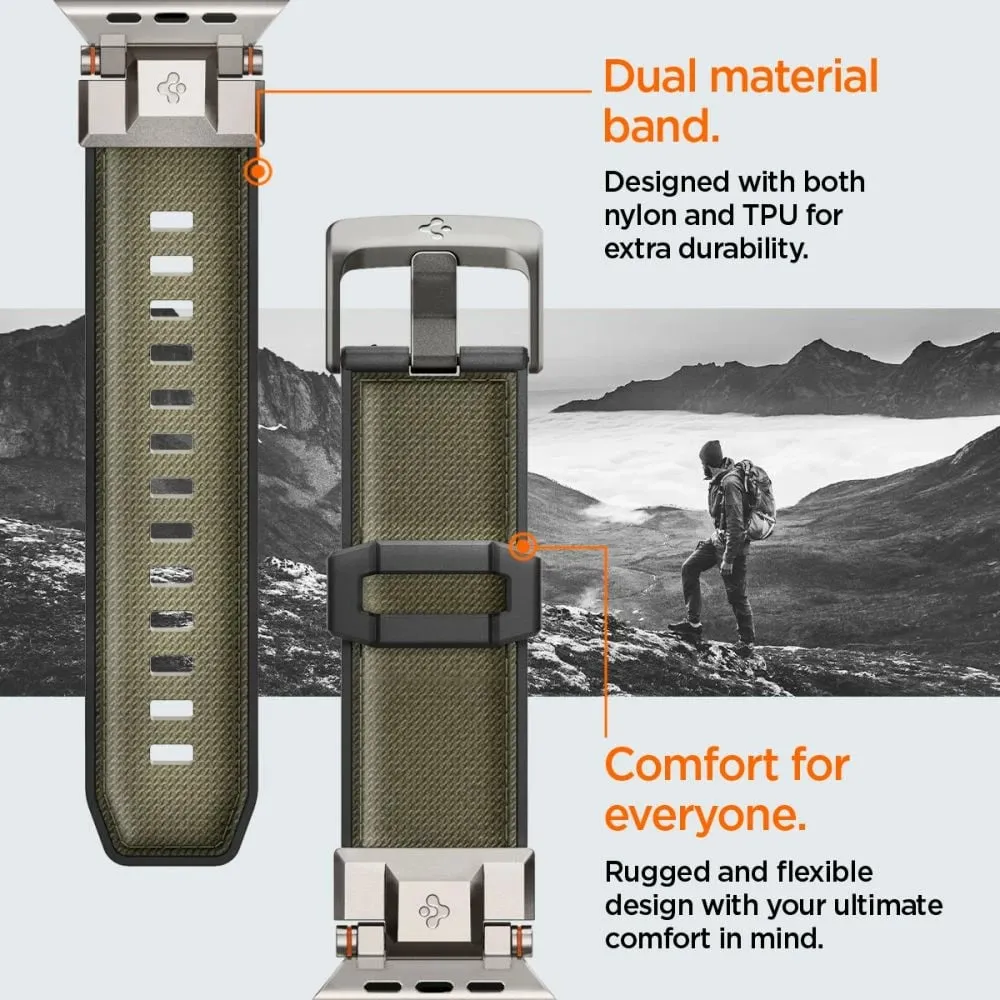 Rrip dore Spigen DuraPro Armor për Apple Watch 49mm 46mm 45mm 44mm, metal najlon TPU, jeshile ushtarake - 13