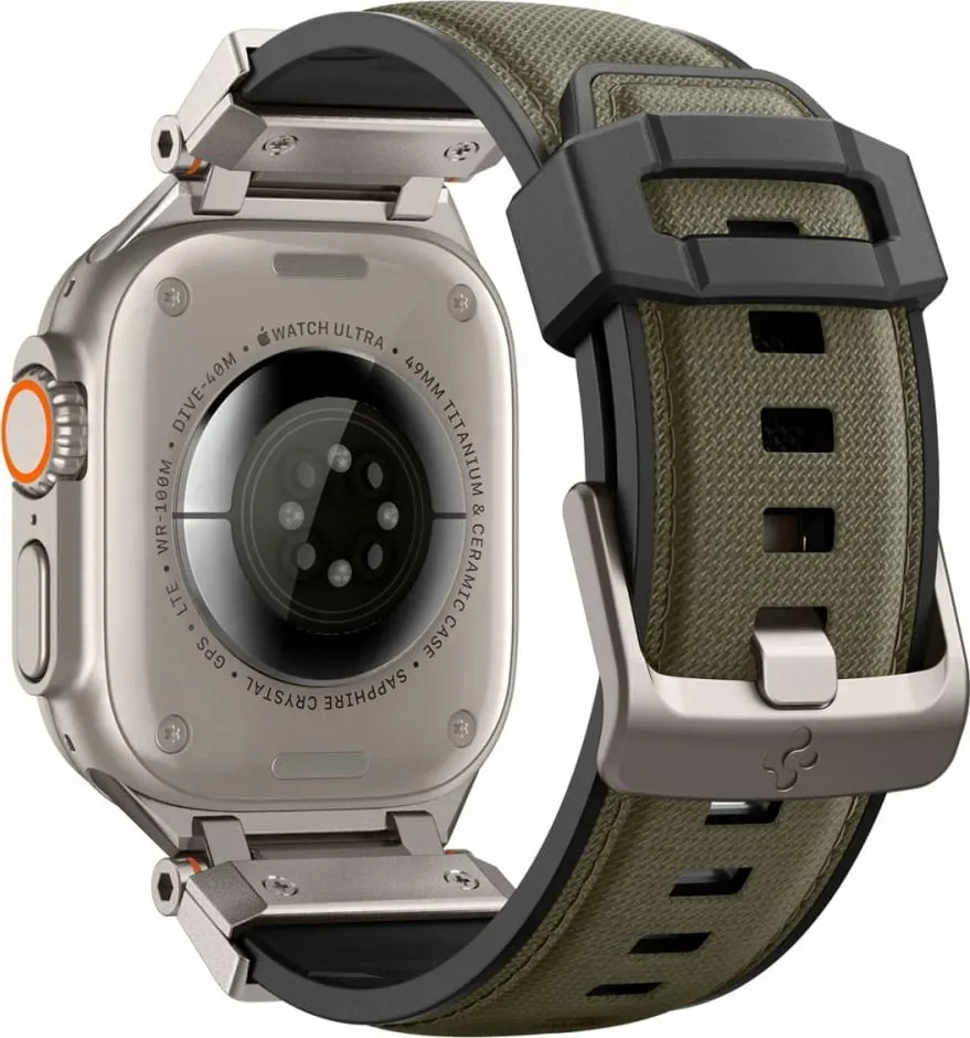 Rrip dore Spigen DuraPro Armor për Apple Watch 49mm 46mm 45mm 44mm, metal najlon TPU, jeshile ushtarake - 4