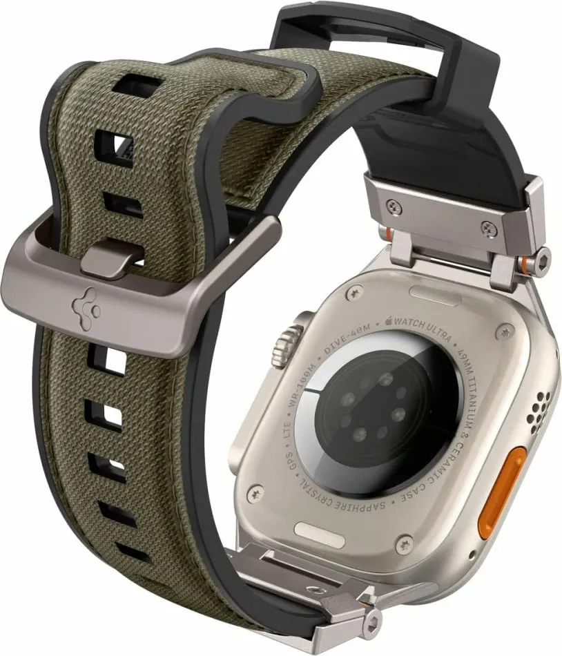 Rrip dore Spigen DuraPro Armor për Apple Watch 49mm 46mm 45mm 44mm, metal najlon TPU, jeshile ushtarake - 5