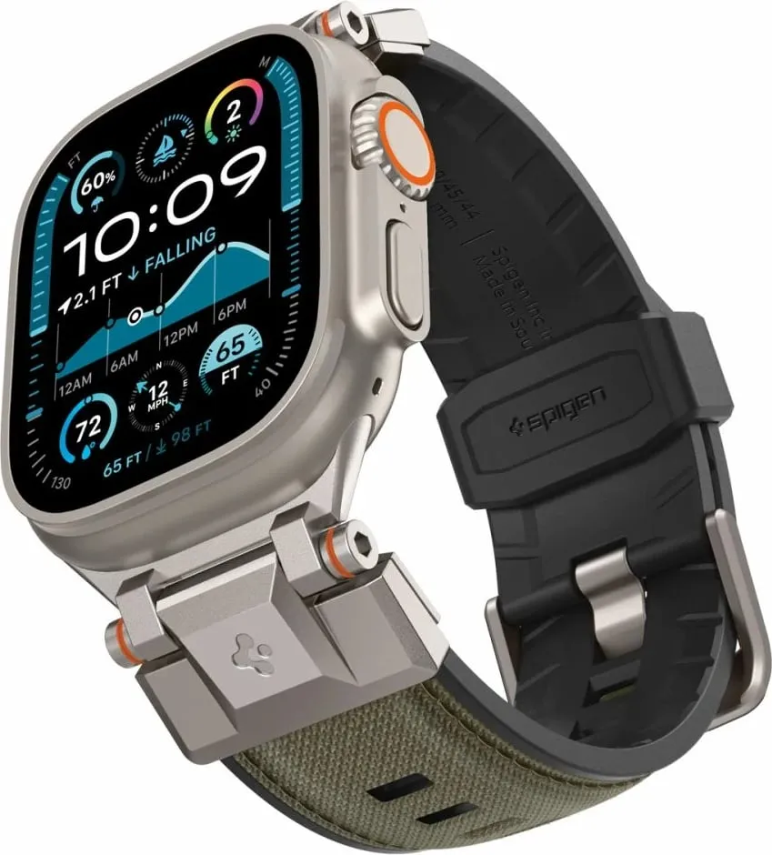 Rrip dore Spigen DuraPro Armor për Apple Watch 49mm 46mm 45mm 44mm, metal najlon TPU, jeshile ushtarake - 6