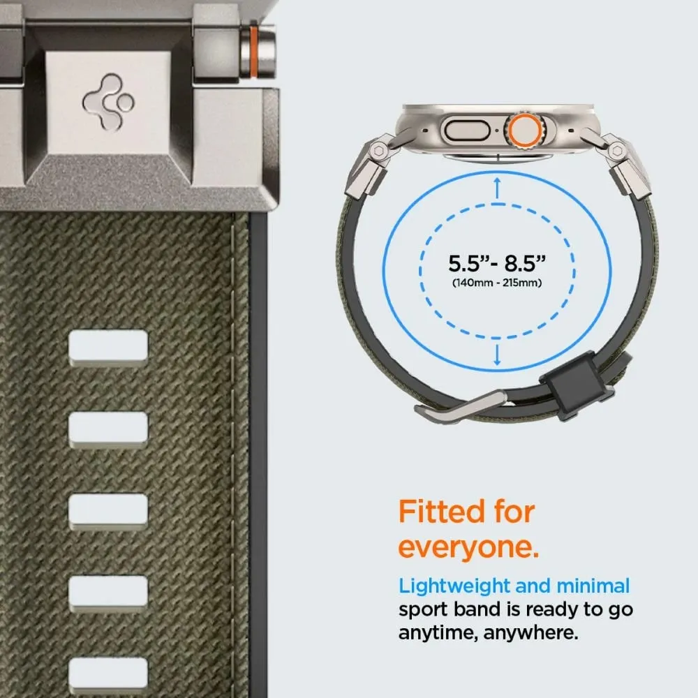 Rrip dore Spigen DuraPro Armor për Apple Watch 49mm 46mm 45mm 44mm, metal najlon TPU, jeshile ushtarake - 9