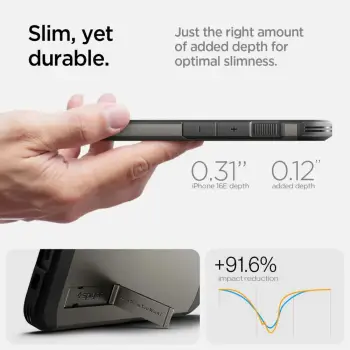 Mbrojtëse Spigen Tough Armor AI (MagFit) për iPhone 16, e hirtë