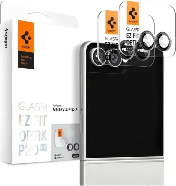 Mbështjellës xhami kamerë Spigen Optik Pro HD Glas.TR EZ FIT për Galaxy Z Flip 7, 2 copë, e zezë