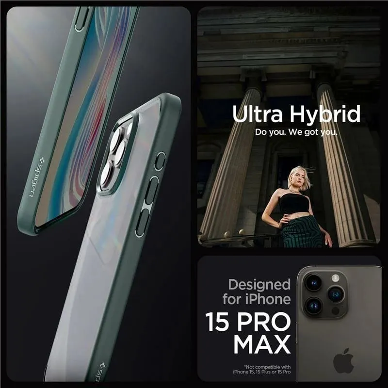 Mbështjellës për iPhone 15 Pro Spigen Ultra Hybrid, i gjelbër - 3