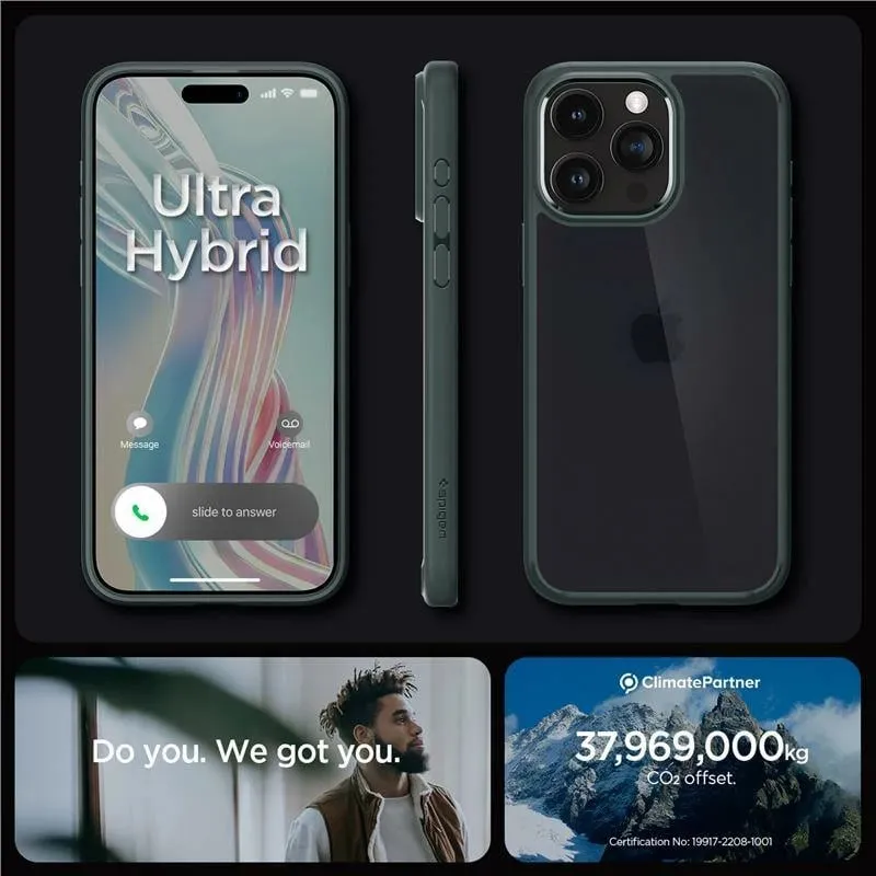 Mbështjellës për iPhone 15 Pro Spigen Ultra Hybrid, i gjelbër - 6