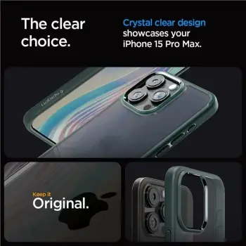 Mbështjellës për iPhone 15 Pro Spigen Ultra Hybrid, i gjelbër