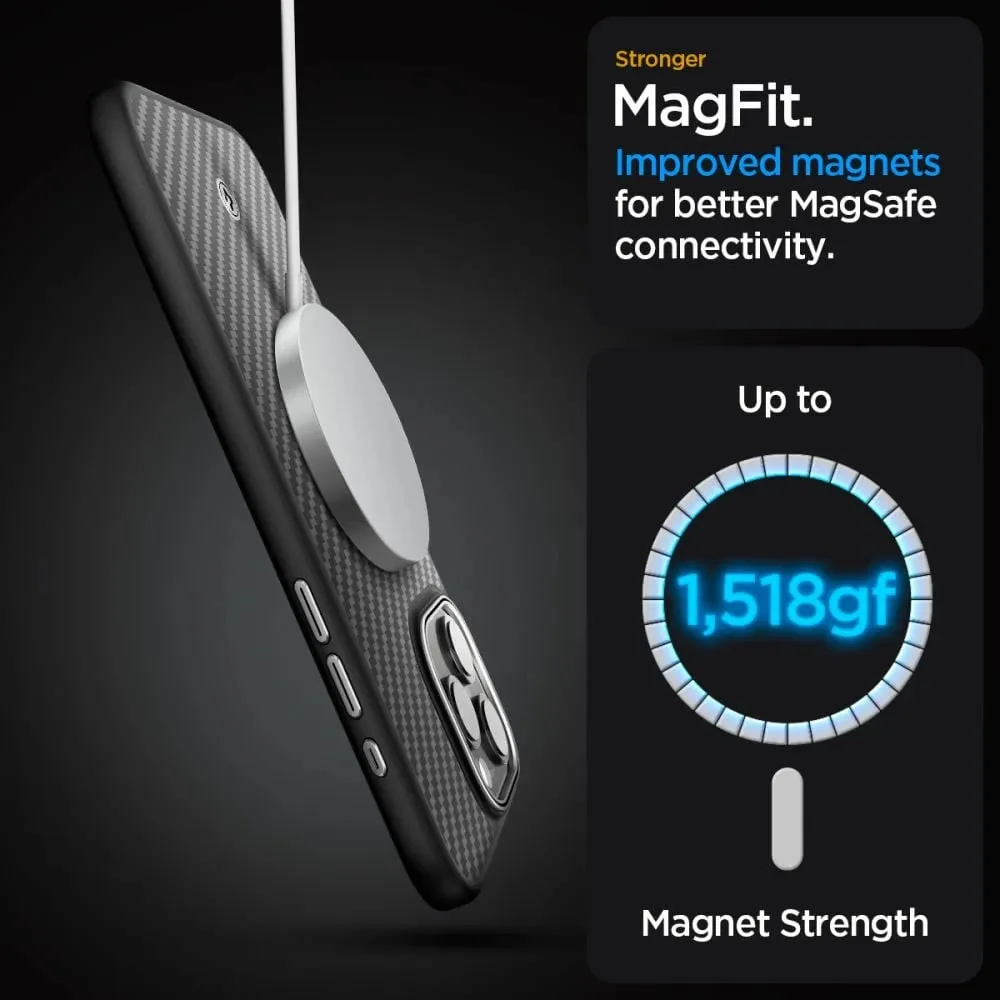 Mbështjellës Spigen Enzo Aramid Mag me MagSafe për iPhone 15 Pro Max, e zezë - 11