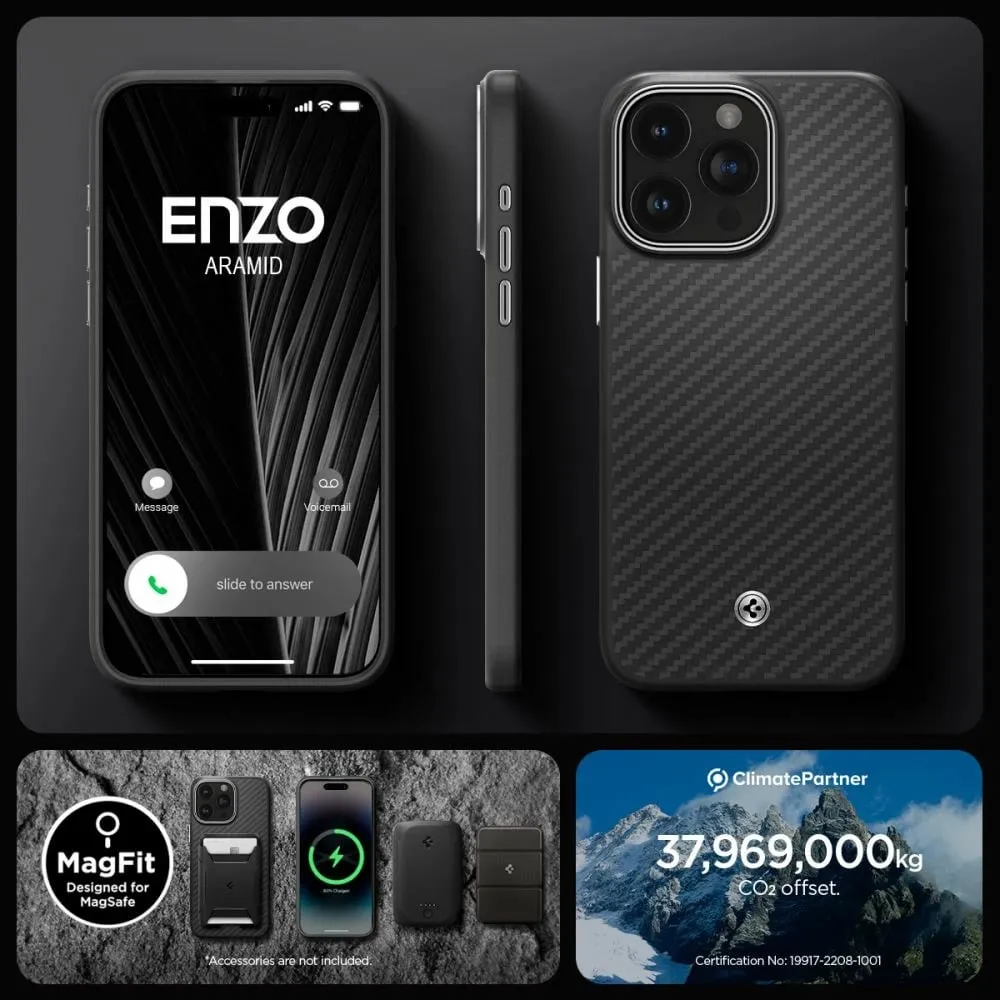Mbështjellës Spigen Enzo Aramid Mag me MagSafe për iPhone 15 Pro Max, e zezë - 13