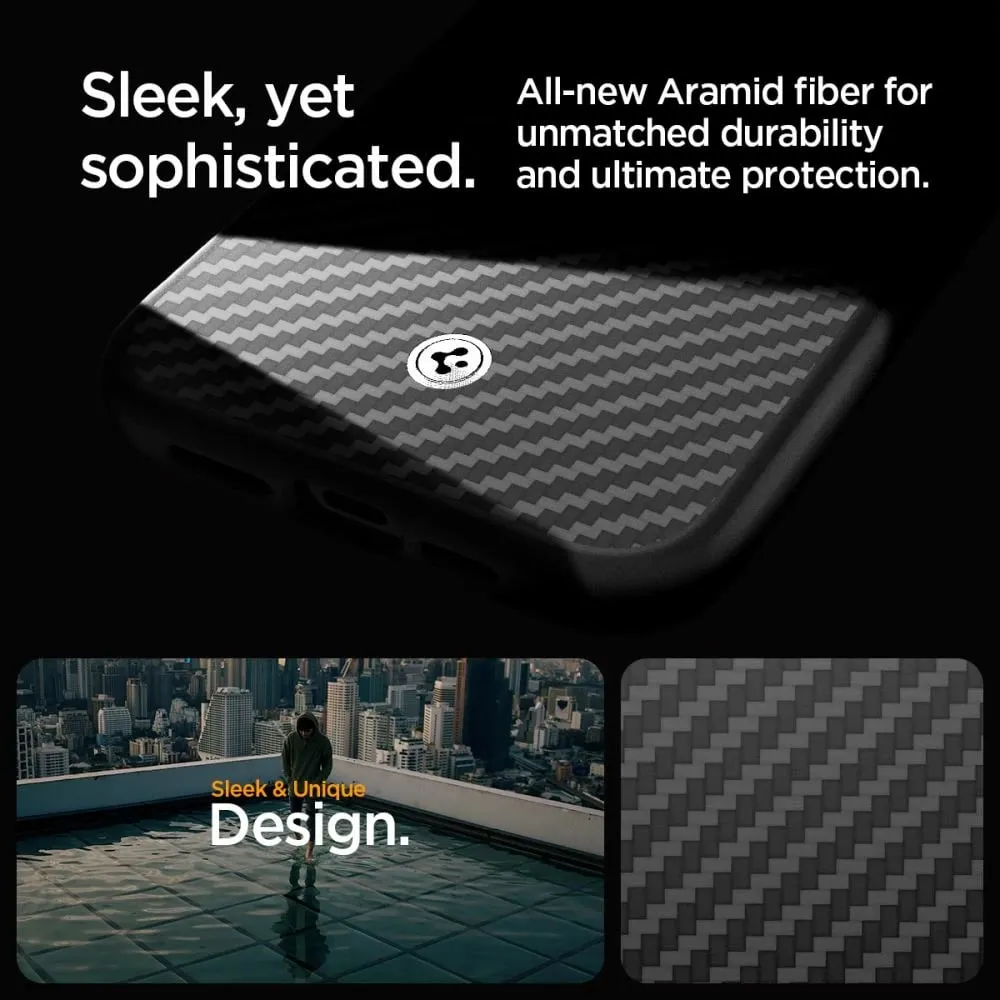 Mbështjellës Spigen Enzo Aramid Mag me MagSafe për iPhone 15 Pro Max, e zezë - 9