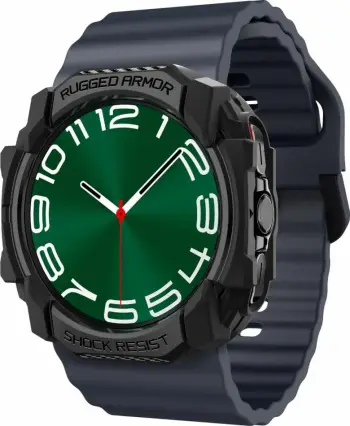 Mbrojtëse ore Spigen Rugged Armor për Samsung Galaxy Watch Ultra, fleksibël, rezistente ndaj goditjeve, e zezë mat