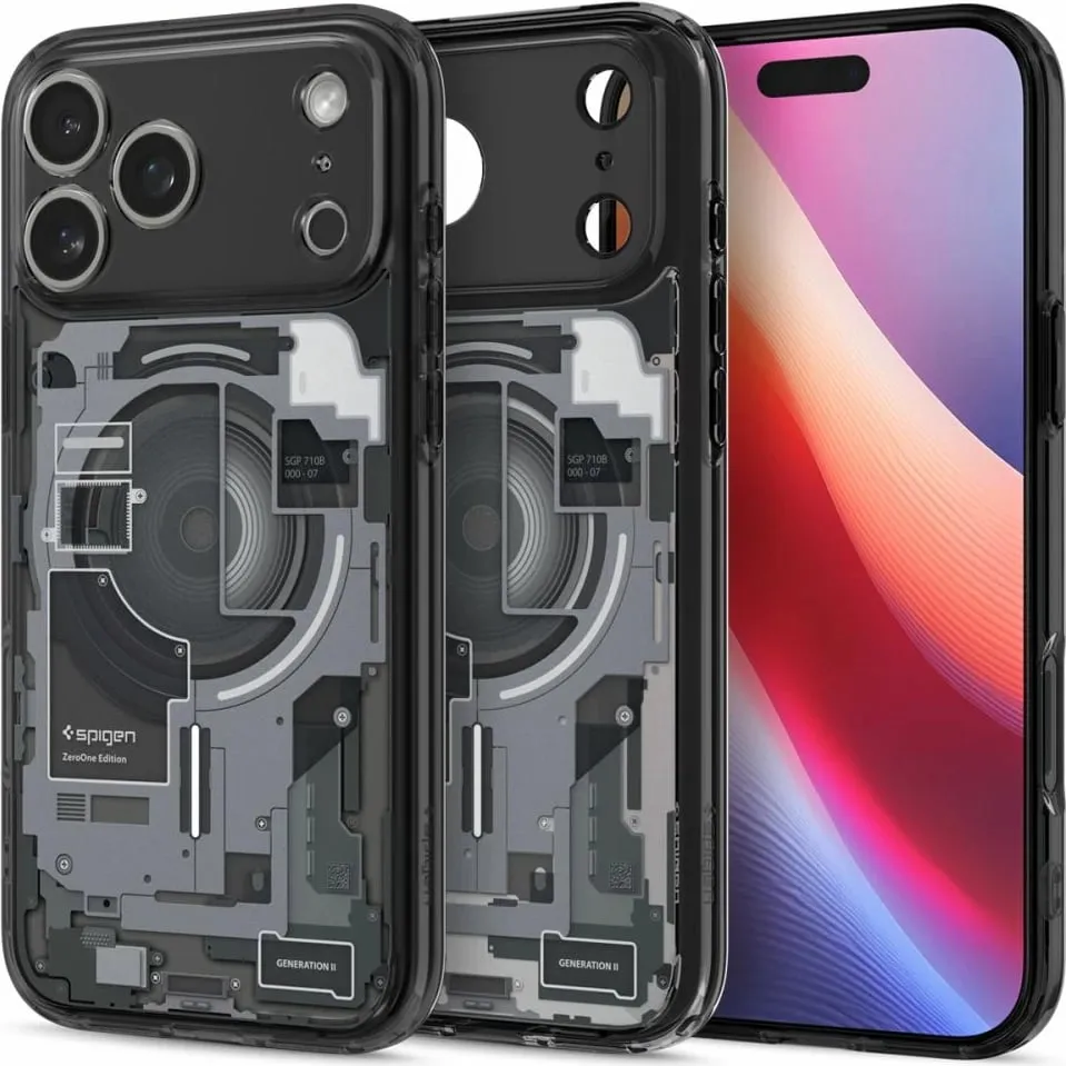 Mbështjellës Spigen Ultra Hybrid MagSafe për iPhone 17 Pro, Zero One, i zi - 1