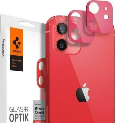 Xham mbrojtës kamere Spigen për Apple iPhone 12 Mini, i kuq, 2 copë - 1