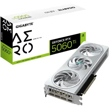 Kartelë grafike Gigabyte GeForce RTX 5060 Ti AERO OC 16G, 16 GB GDDR7, PCI-E 5.0, e bardhë