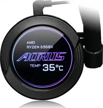 Ftohës uji Gigabyte AORUS WATERFORCE X 240, 240mm, me ekran LCD, RGB, i zi