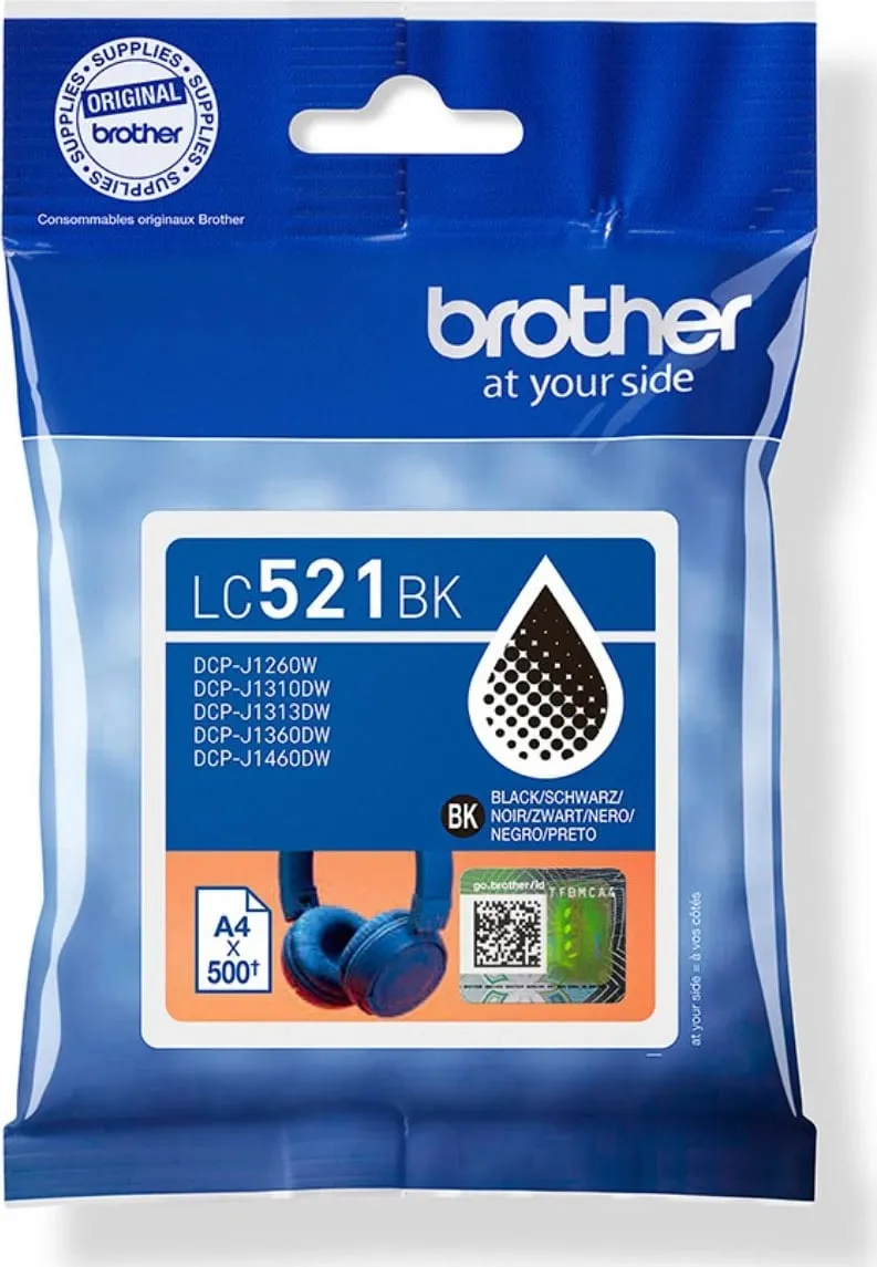 Kartrixh bojë, Brother, LC-521BK, kapacitet standard, e zezë - 1