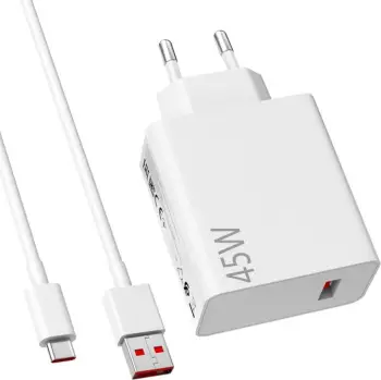 Karikues murit Xiaomi 45W me kabllo USB-A në USB-C, bardhë